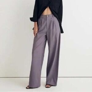Madewell The Harlow Wide Leg Pant Lilac Pleated High Rise Size 8